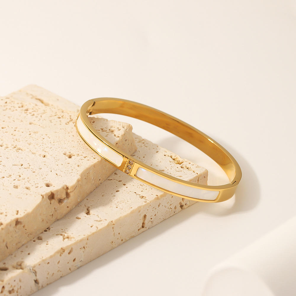 Ivory Marble Luxe Bangle – Anti-Tarnish