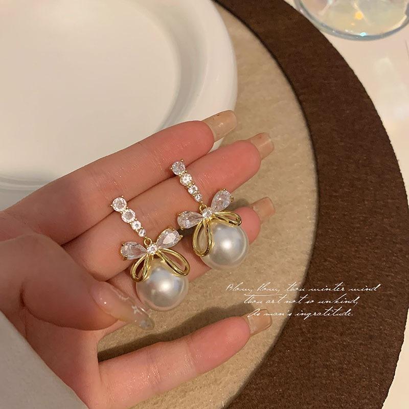 Pearl Butterfly Drop Earrings