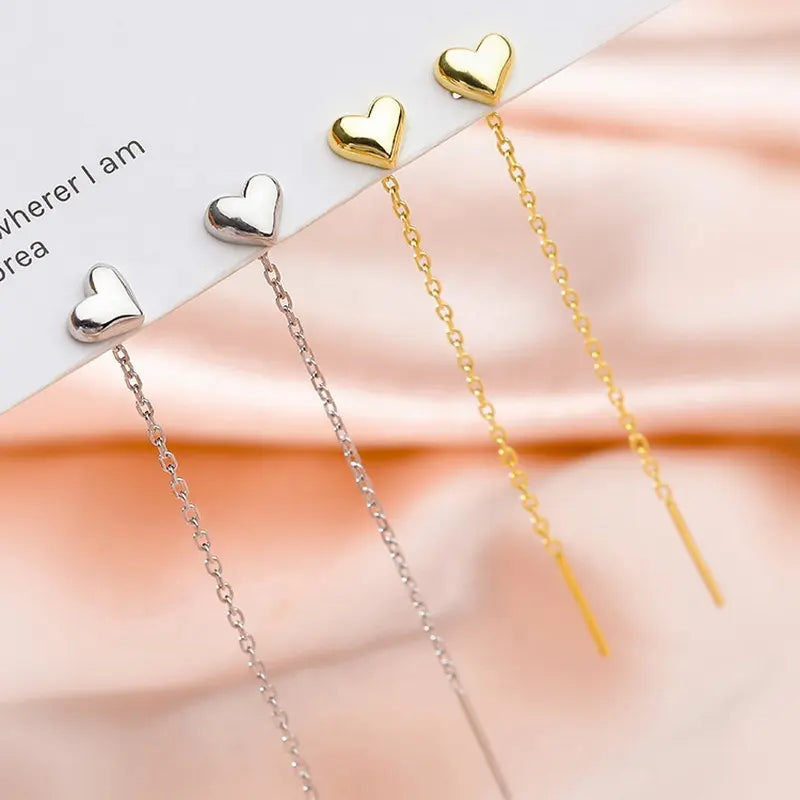 Heart Charm Threader Earring - BlingVows - Best Imitation & Anti Tarnish Jewelry Wholesaler