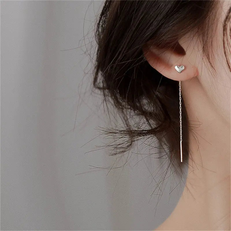 Heart Charm Threader Earring - BlingVows - Best Imitation & Anti Tarnish Jewelry Wholesaler
