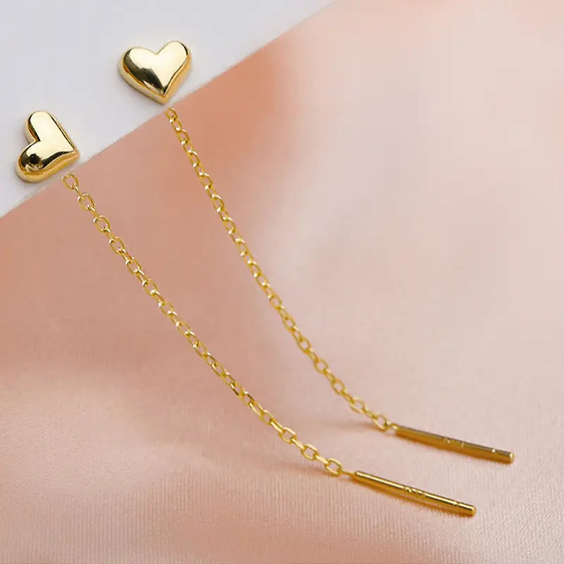 Heart Charm Threader Earring - BlingVows - Best Imitation & Anti Tarnish Jewelry Wholesaler