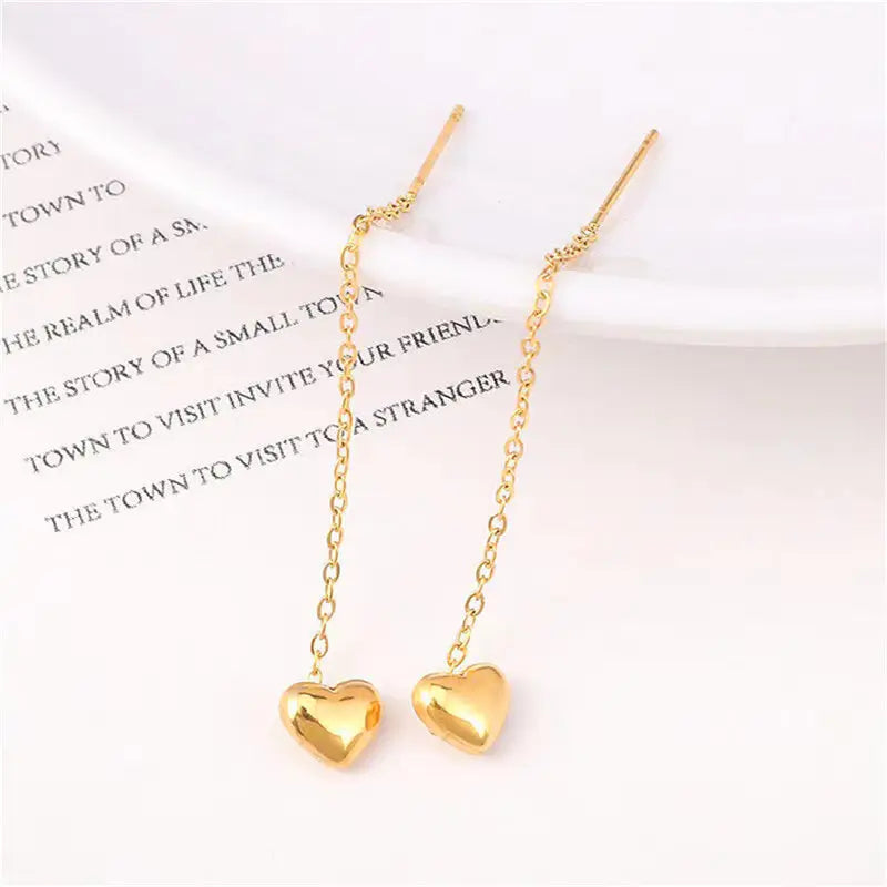 Heart Charm Threader Earring - BlingVows - Best Imitation & Anti Tarnish Jewelry Wholesaler