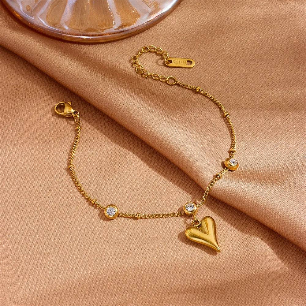 Heart Drop Stone Bracelet - BlingVows - Best Imitation & Anti Tarnish Jewelry Wholesaler