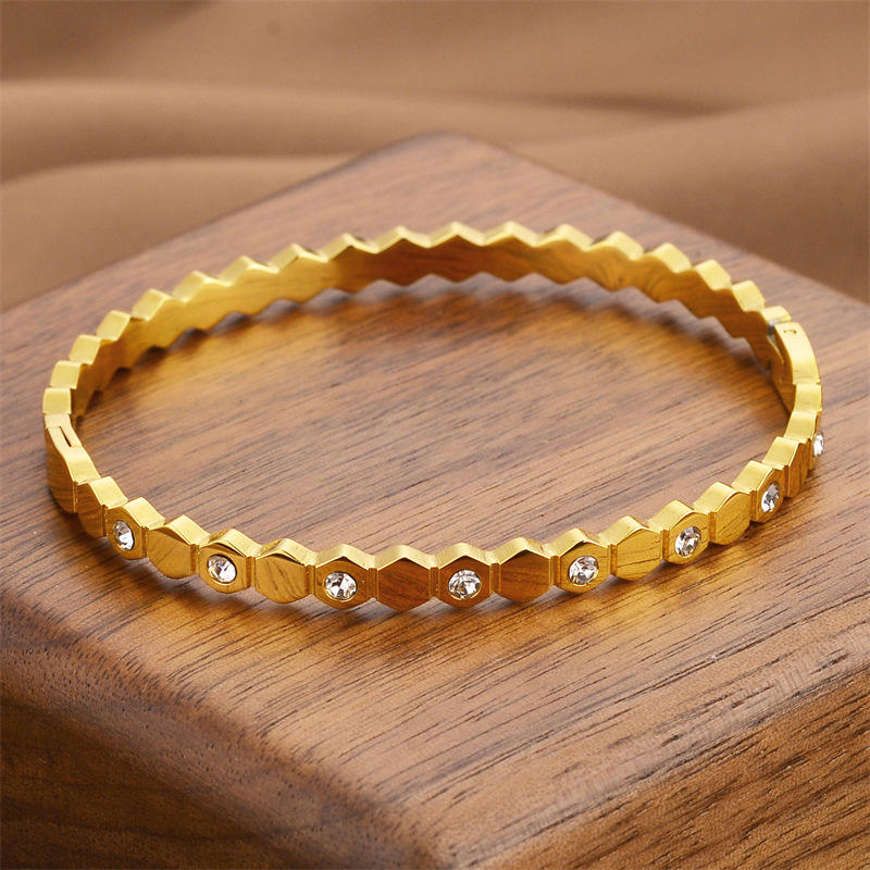 Hexa Shine Anti-Tarnish Bangle Bracelet - BlingVows - Best Imitation & Anti Tarnish Jewelry Wholesaler