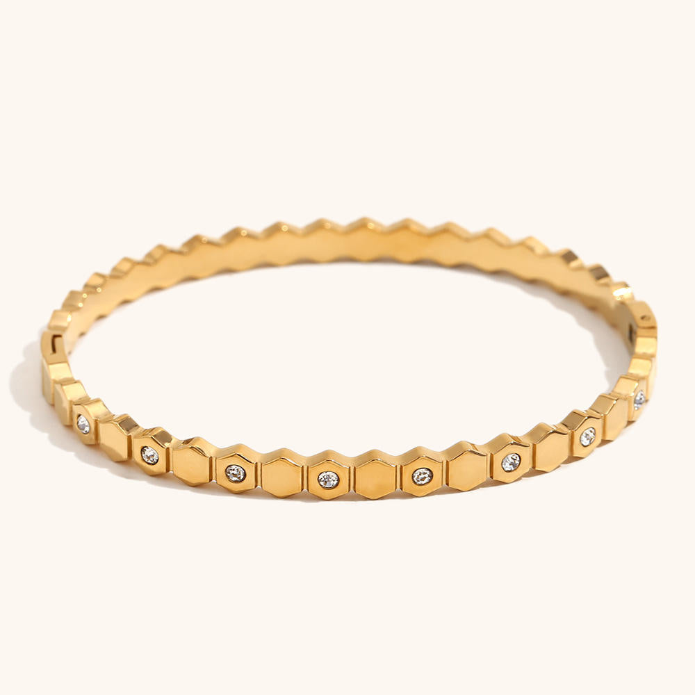 Hexa Shine Anti-Tarnish Bangle Bracelet - BlingVows - Best Imitation & Anti Tarnish Jewelry Wholesaler