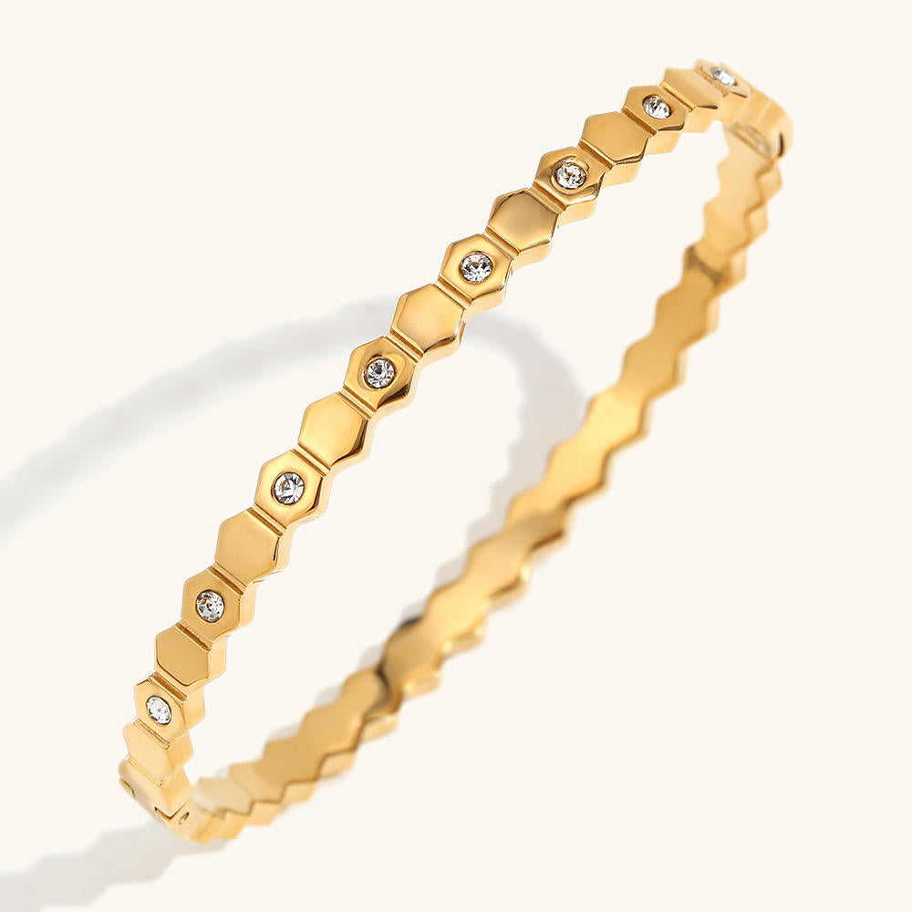 Hexa Shine Anti-Tarnish Bangle Bracelet - BlingVows - Best Imitation & Anti Tarnish Jewelry Wholesaler