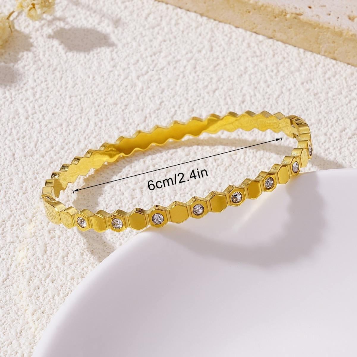 Hexa Shine Anti-Tarnish Bangle Bracelet - BlingVows - Best Imitation & Anti Tarnish Jewelry Wholesaler