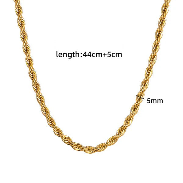 Golden Rope Twist Chain – Anti-Tarnish