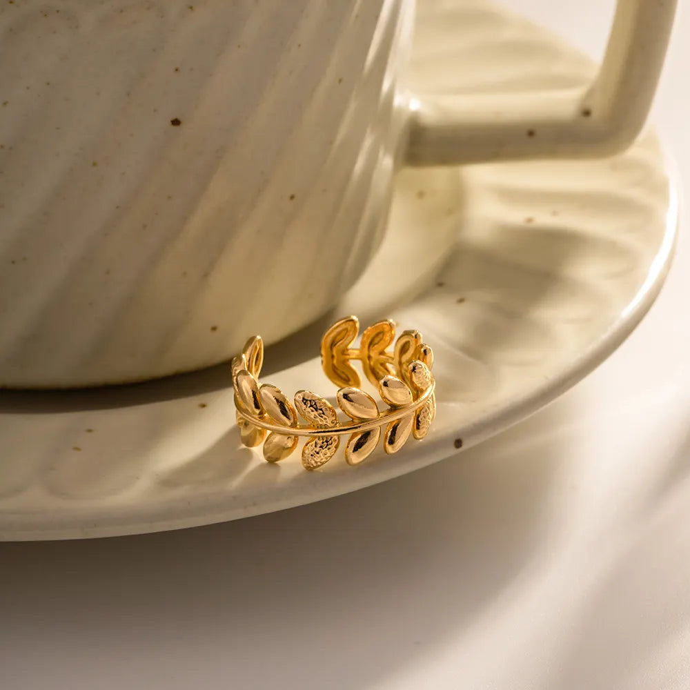 Ivy Leaf Wrapped Open Ring - BlingVows - Best Imitation & Anti Tarnish Jewelry Wholesaler