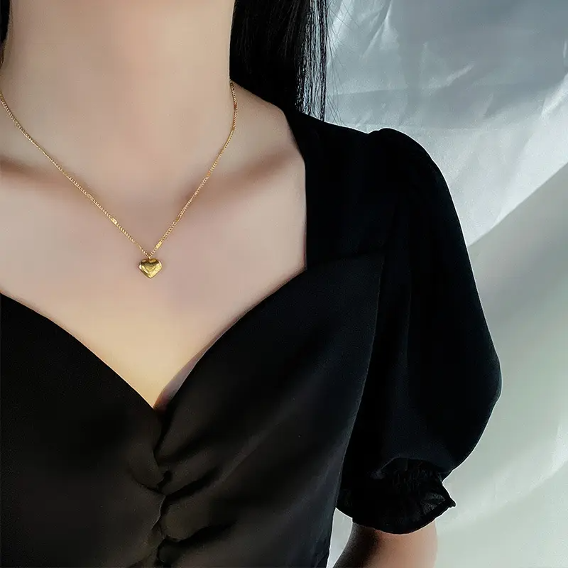 Minimal Heart Love Stamp Necklace - BlingVows - Best Imitation & Anti Tarnish Jewelry Wholesaler