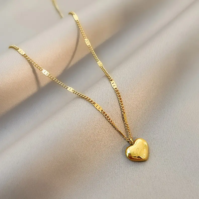 Minimal Heart Love Stamp Necklace - BlingVows - Best Imitation & Anti Tarnish Jewelry Wholesaler