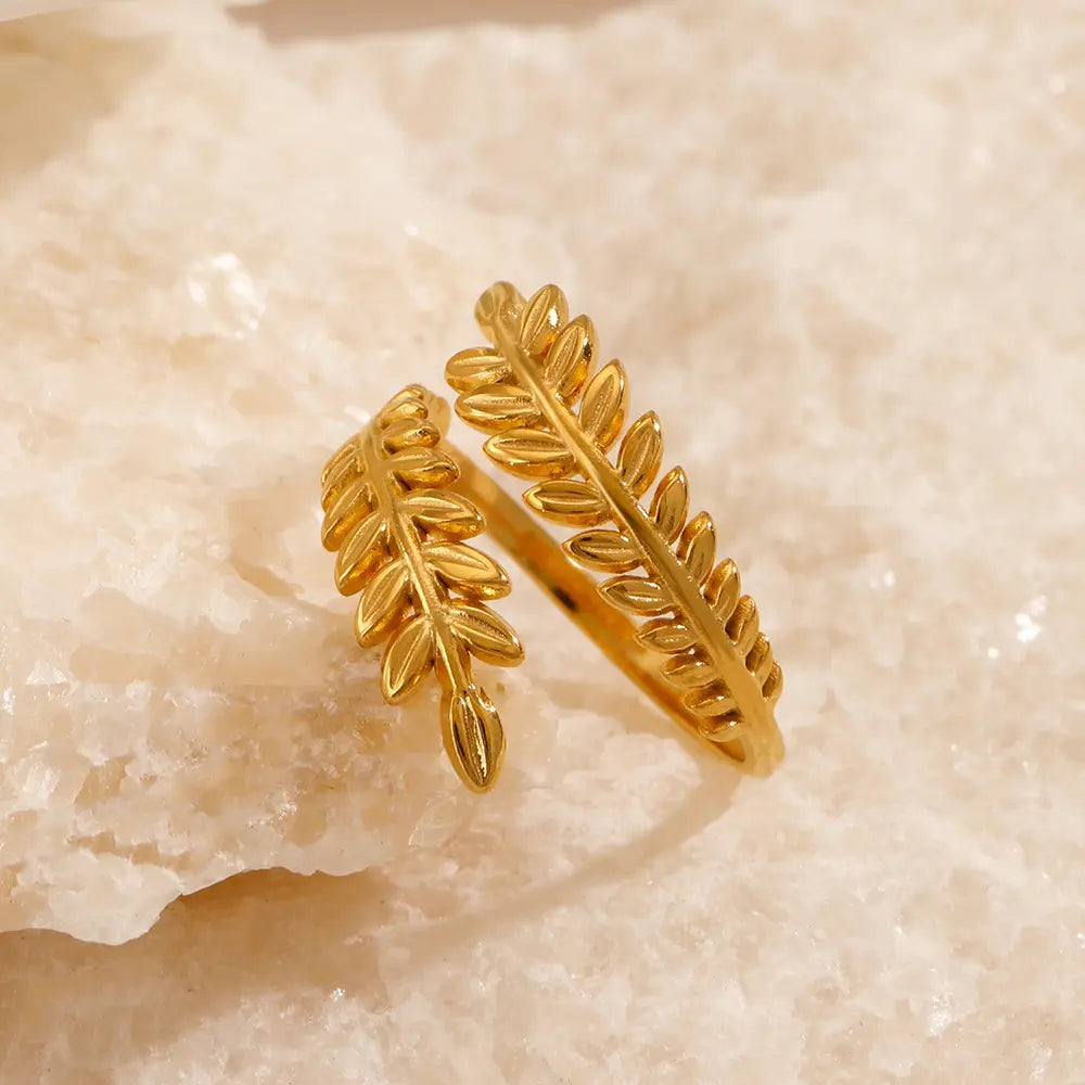 Olive Leaf Shaped Finger Ring - BlingVows - Best Imitation & Anti Tarnish Jewelry Wholesaler