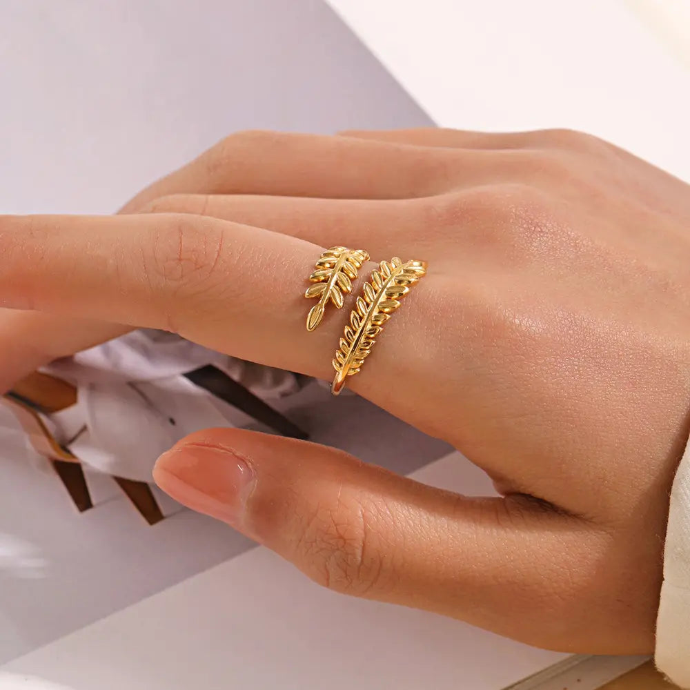 Olive Leaf Shaped Finger Ring - BlingVows - Best Imitation & Anti Tarnish Jewelry Wholesaler