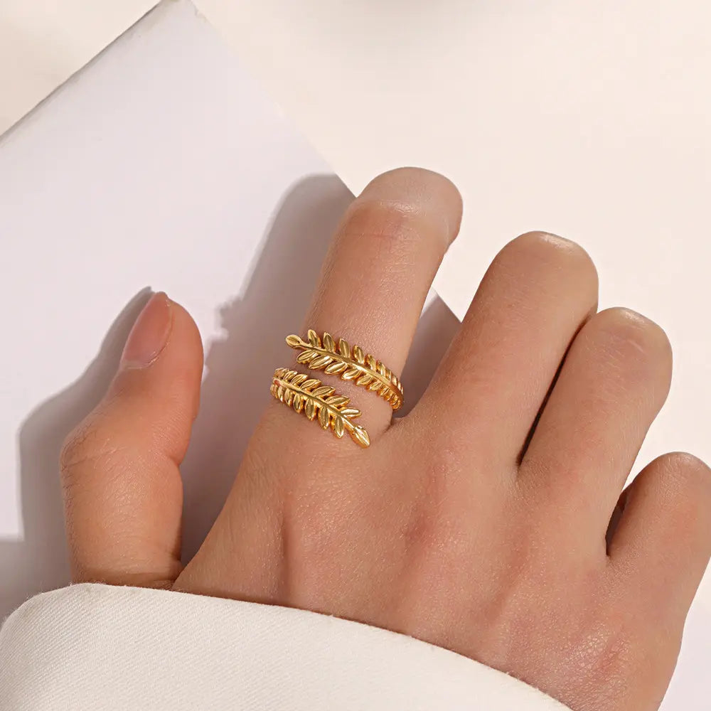 Olive Leaf Shaped Finger Ring - BlingVows - Best Imitation & Anti Tarnish Jewelry Wholesaler