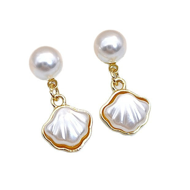 Pearl Shell Charm Stud Earrings - BlingVows - Best Imitation & Anti Tarnish Jewelry Wholesaler