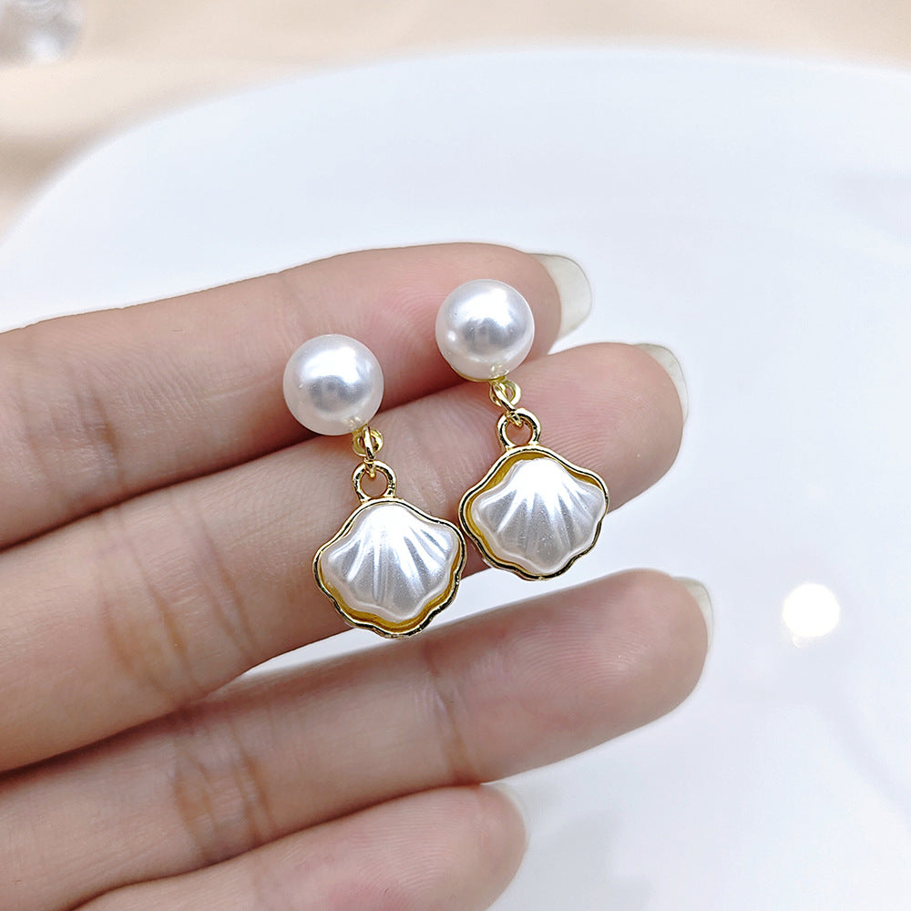 Pearl Shell Charm Stud Earrings - BlingVows - Best Imitation & Anti Tarnish Jewelry Wholesaler