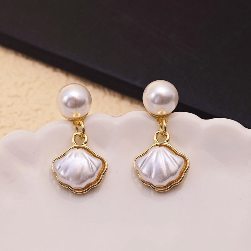 Pearl Shell Charm Stud Earrings - BlingVows - Best Imitation & Anti Tarnish Jewelry Wholesaler