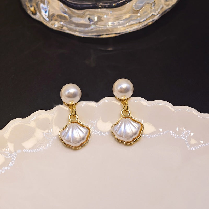 Pearl Shell Charm Stud Earrings - BlingVows - Best Imitation & Anti Tarnish Jewelry Wholesaler