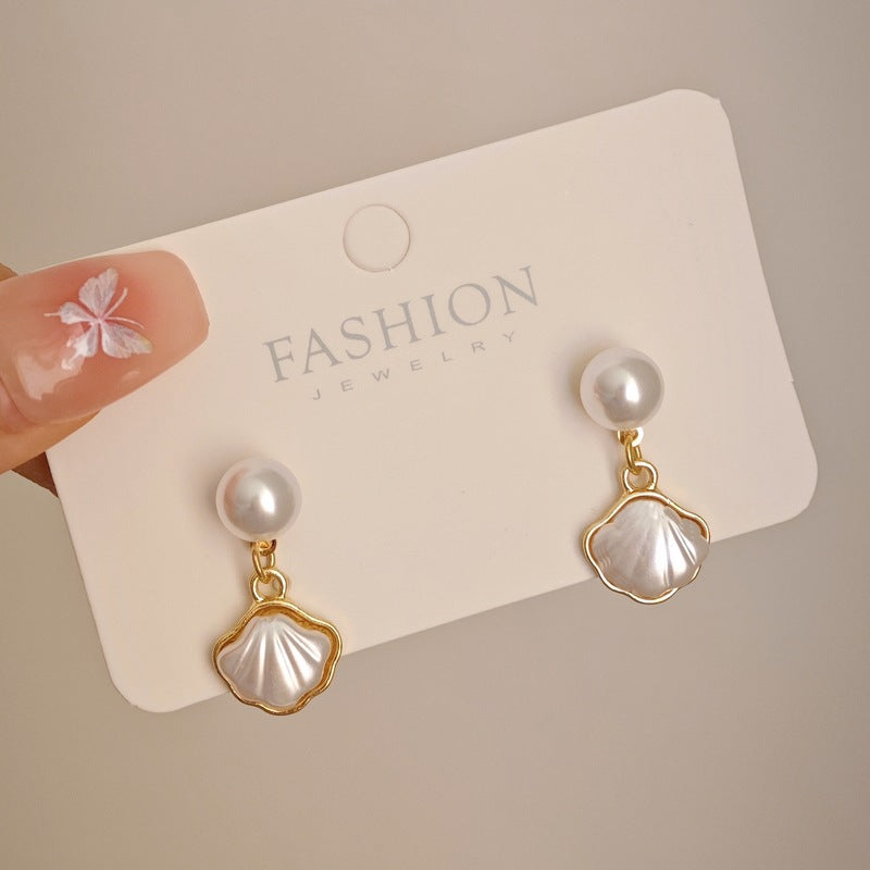 Pearl Shell Charm Stud Earrings - BlingVows - Best Imitation & Anti Tarnish Jewelry Wholesaler