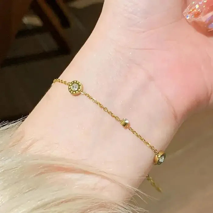 Roman Numbers Diamond Studded Bracelet - BlingVows - Best Imitation & Anti Tarnish Jewelry Wholesaler