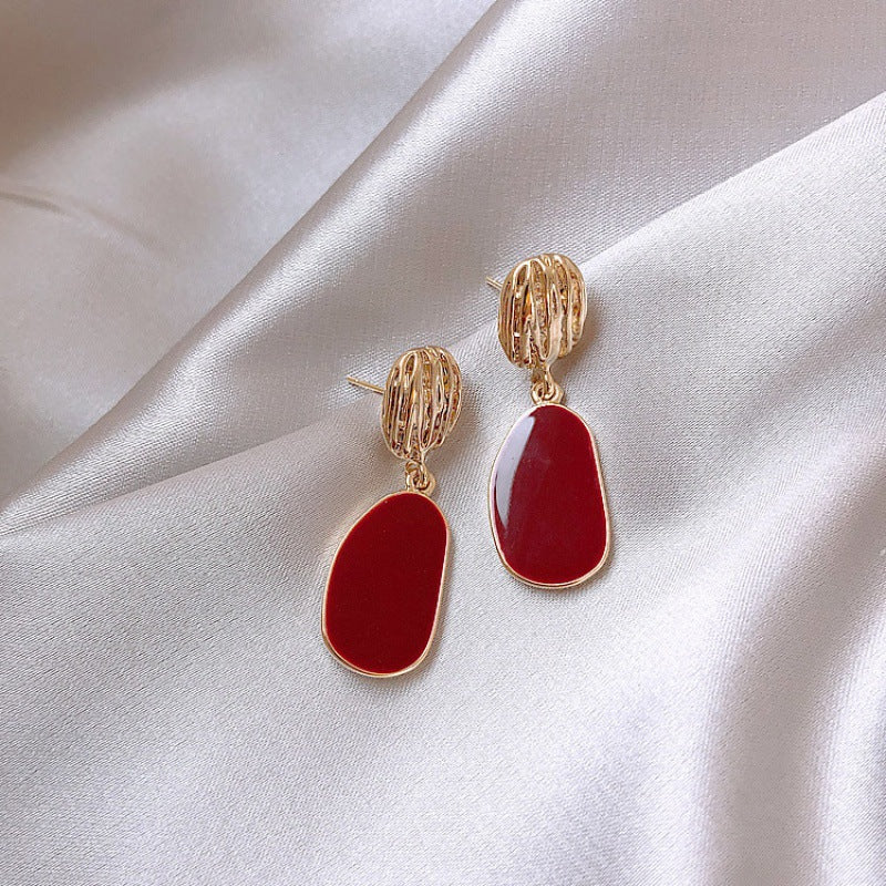 Scarlet Drop Textured Stud Earrings - BlingVows - Best Imitation & Anti Tarnish Jewelry Wholesaler