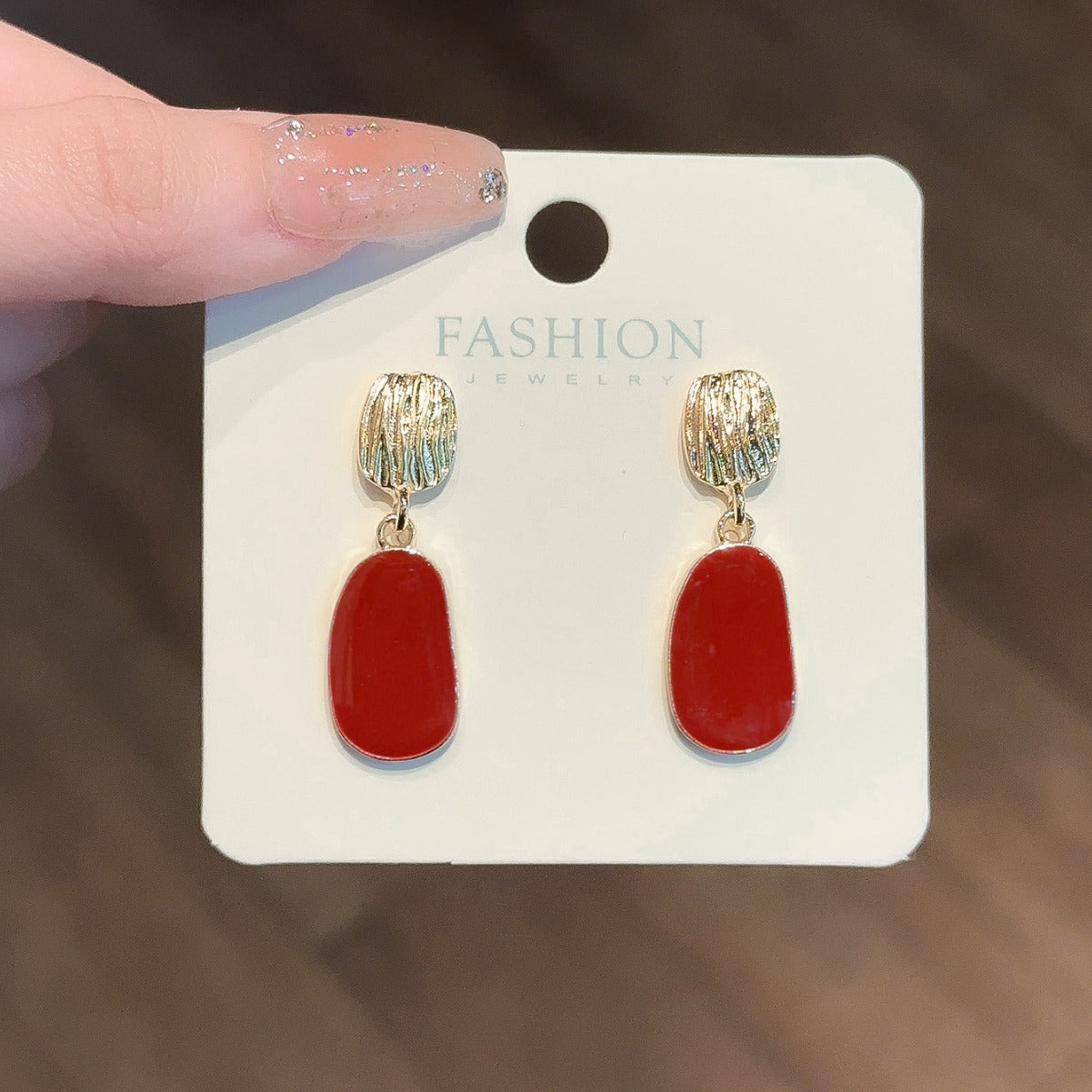 Scarlet Drop Textured Stud Earrings - BlingVows - Best Imitation & Anti Tarnish Jewelry Wholesaler