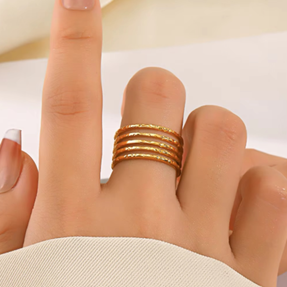 Textured Multi-Layer Ring - BlingVows - Best Imitation & Anti Tarnish Jewelry Wholesaler