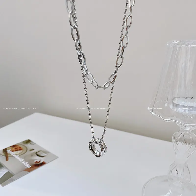 Unisex Double Layer Silver Chain Necklaces - BlingVows - Best Imitation & Anti Tarnish Jewelry Wholesaler