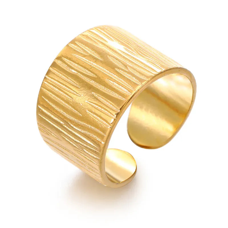 Wide Textured Gold Plated Ring - BlingVows - Best Imitation & Anti Tarnish Jewelry Wholesaler