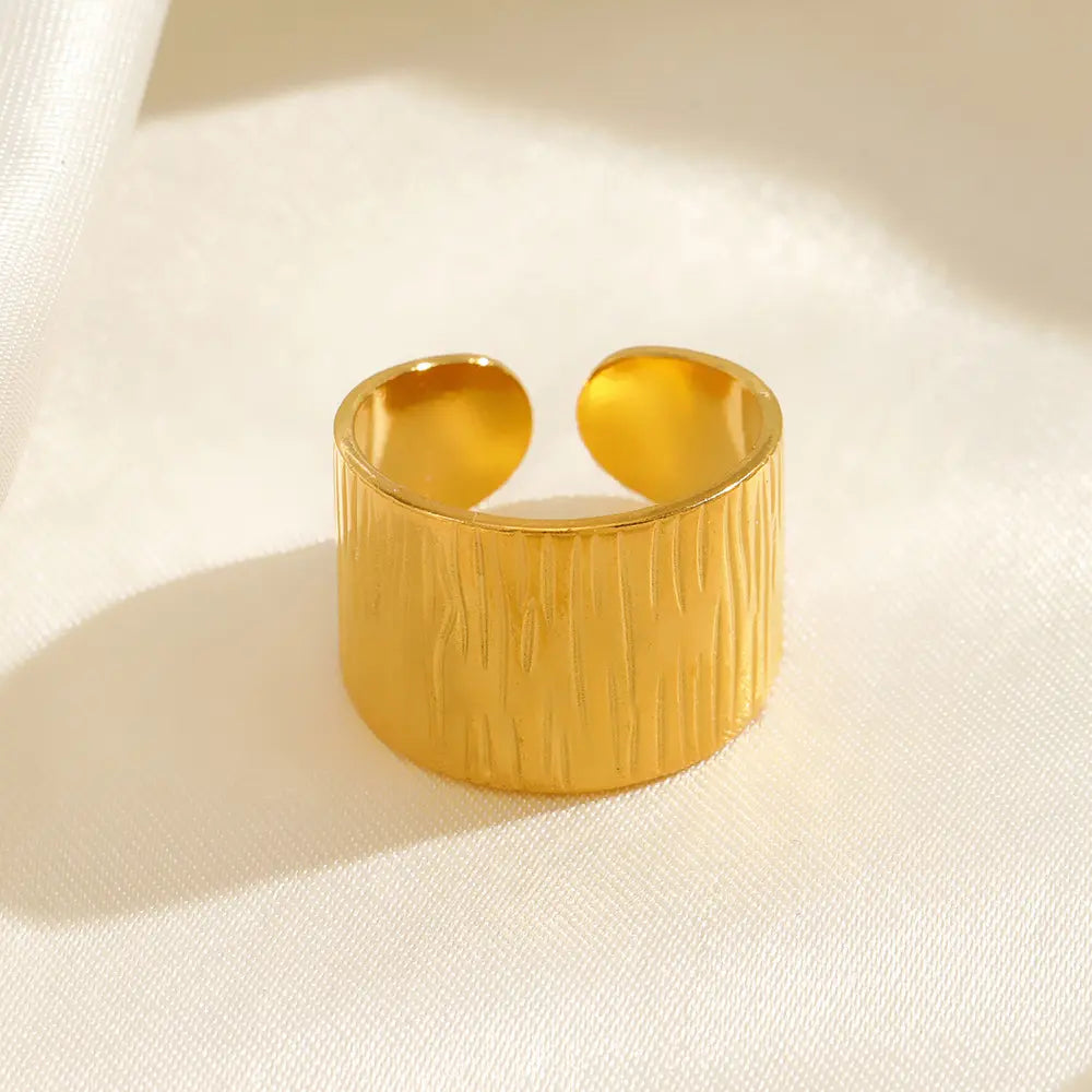 Wide Textured Gold Plated Ring - BlingVows - Best Imitation & Anti Tarnish Jewelry Wholesaler