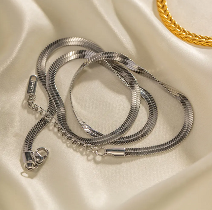 Stainless Steel Silver Silk Snake Herringbone Snake Chain