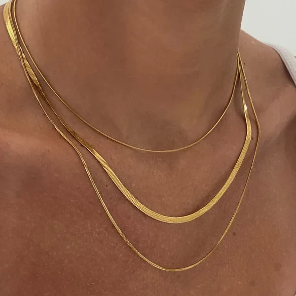 18K Gold Plated Three Layers Snake Chain Necklace - BlingVows - Best Imitation & Anti Tarnish Jewelry Wholesaler