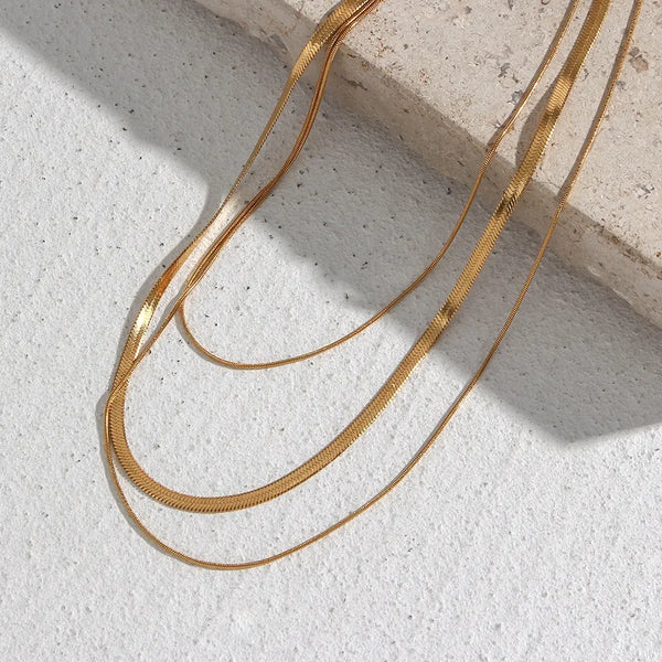18K Gold Plated Three Layers Snake Chain Necklace - BlingVows - Best Imitation & Anti Tarnish Jewelry Wholesaler