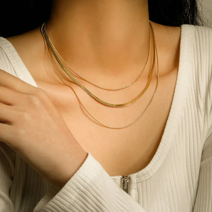 18K Gold Plated Three Layers Snake Chain Necklace - BlingVows - Best Imitation & Anti Tarnish Jewelry Wholesaler