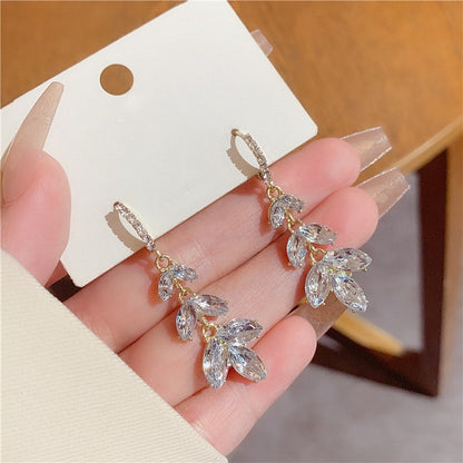 Crystal Leaf Hoop Earrings