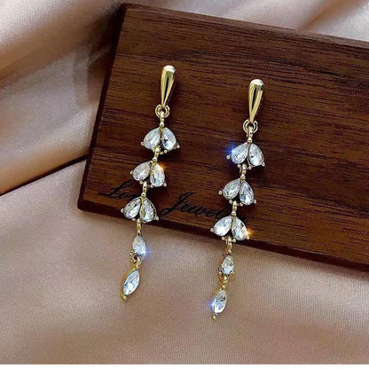 Crystal Leaf Drop Earrings