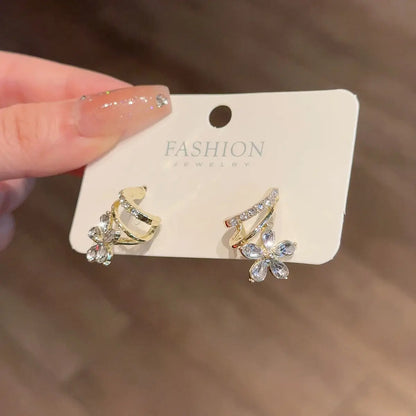 Micro Zircon Inlaid Crystal Flower Stud Earrings