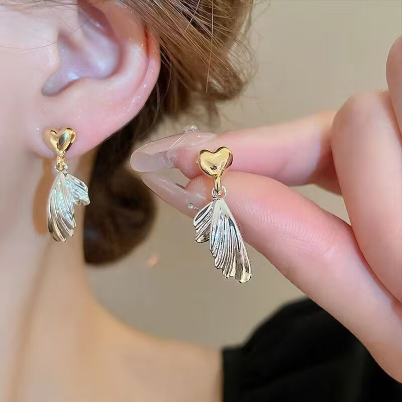 Heart Wing Drop Earrings