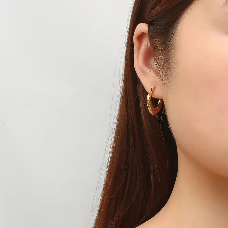 Textured Classic Anti-Tarnish Hoop Earrings