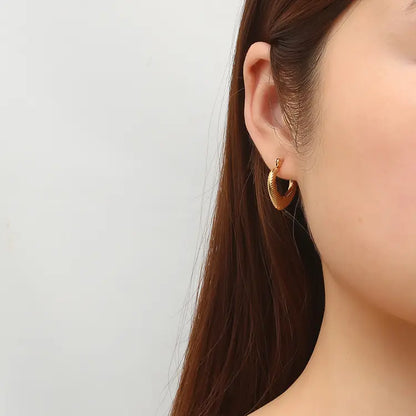 Textured Classic Anti-Tarnish Hoop Earrings
