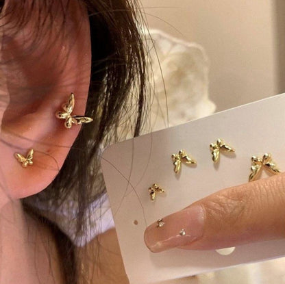 Butterfly Stud Earrings Set