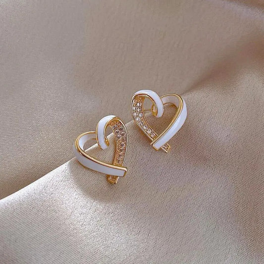 Korean Elegant Heart Stud Earrings