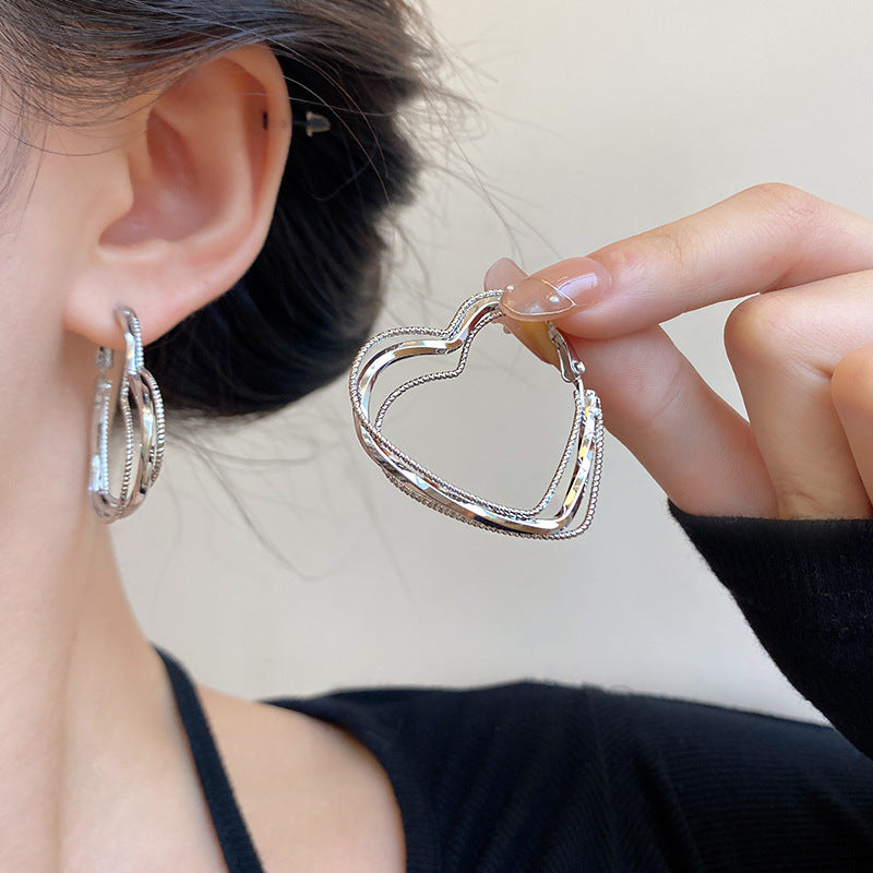 Layered Heart Hoop Earrings