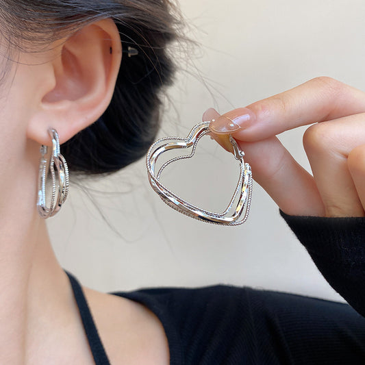 Layered Heart Hoop Earrings