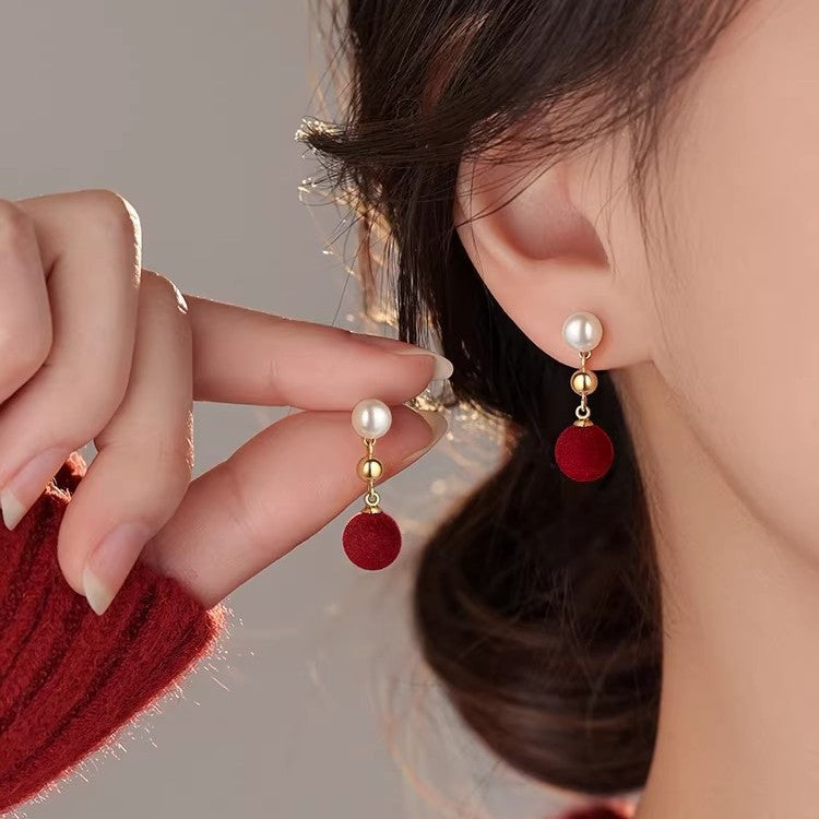 Pearl Velvet Drop Earrings