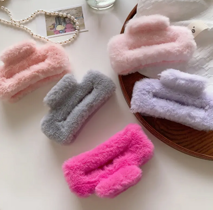 Winter Furry Plush Fur Caw Clips