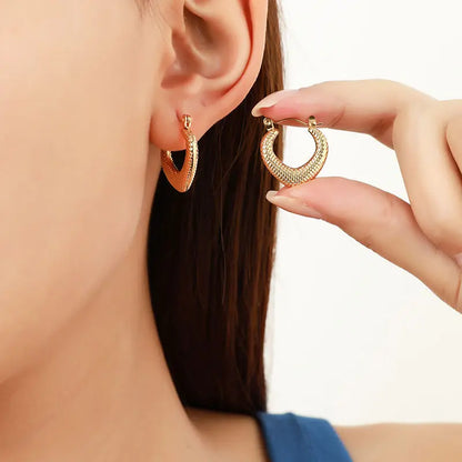 Textured Classic Anti-Tarnish Hoop Earrings