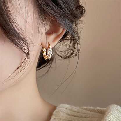 Luxury Crystal Leaf Hoop Earrings