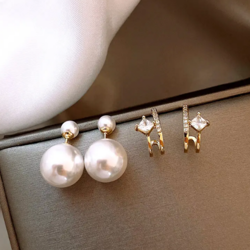 Colorful Gold bohemian pearl simple earrings for women