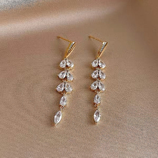 Crystal Leaf Drop Earrings